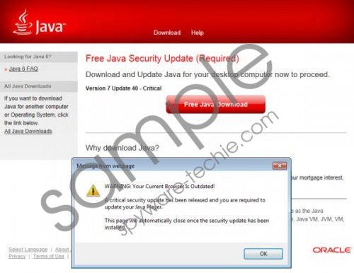 Java Software Critical Update Fake alert