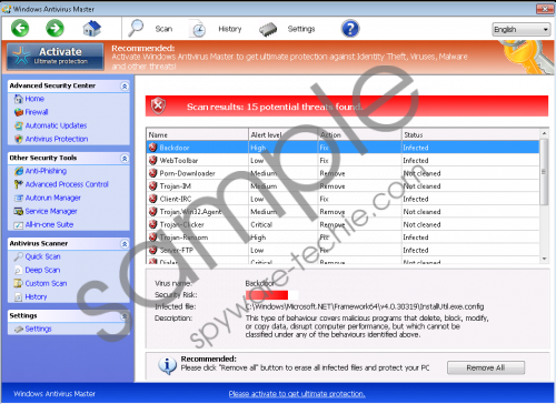 Windows Antivirus Master Removal Guide