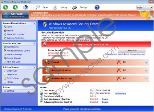 Windows Paramount Protection Removal Guide