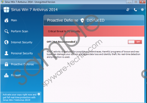 Sirius Win 7 Antispyware 2014 Removal Guide