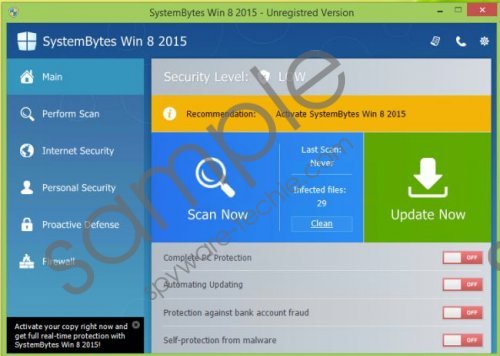 SystemBytes Win 8 2015 Removal Guide