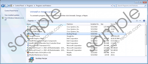 Desktop Recipe Removal Guide