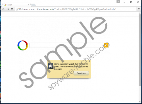 Websearch.searchtheuniverse.info Removal Guide