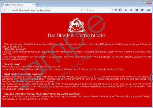 BadBlock Ransomware Removal Guide