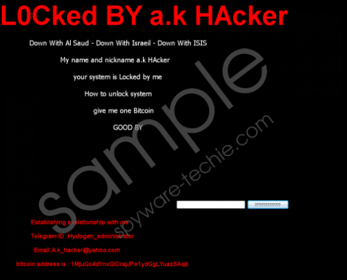 Locked By a.k Hacker Ransomware Removal Guide