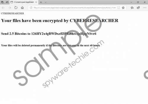 Cyberresearcher Ransomware Removal Guide