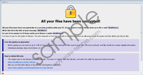 btc@fros.cc Ransomware Removal Guide