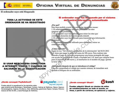 Oficina virtual de denuncias virus Removal Guide