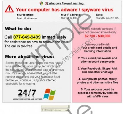 Your computer has adware / spyware virus warning Removal Guide