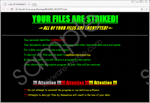 Striked Ransomware Removal Guide