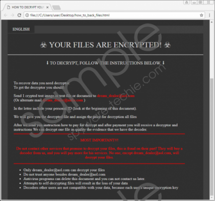 dream_dealer@aol.com Ransomware Removal Guide